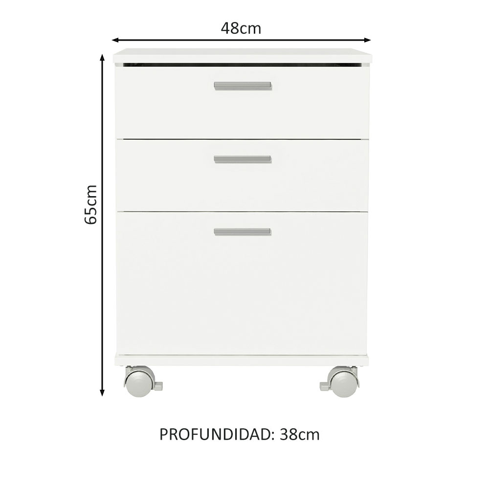 Cajonera para Baño con 3 Cajones y Ruedas Madesa Blanco 
