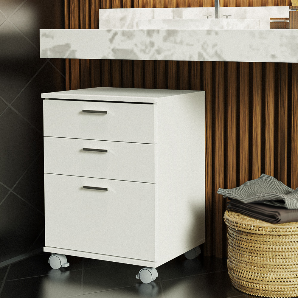 Cajonera para Baño con 3 Cajones y Ruedas Madesa Blanco 