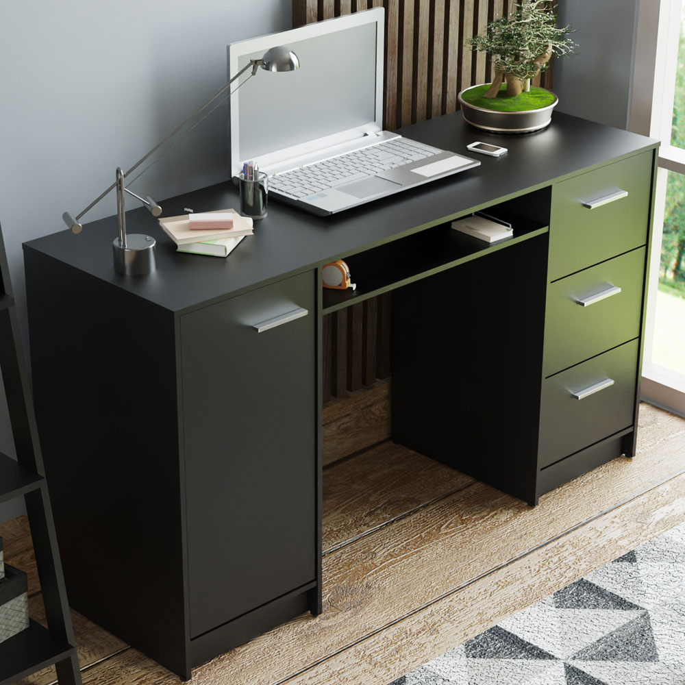Escritorio Madesa Alaska Con Estantería Escalera Negro