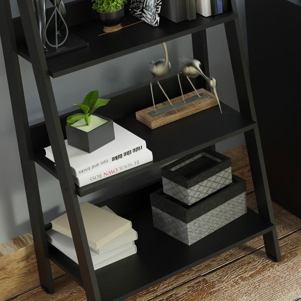 Escritorio Madesa Alaska Con Estantería Escalera Negro