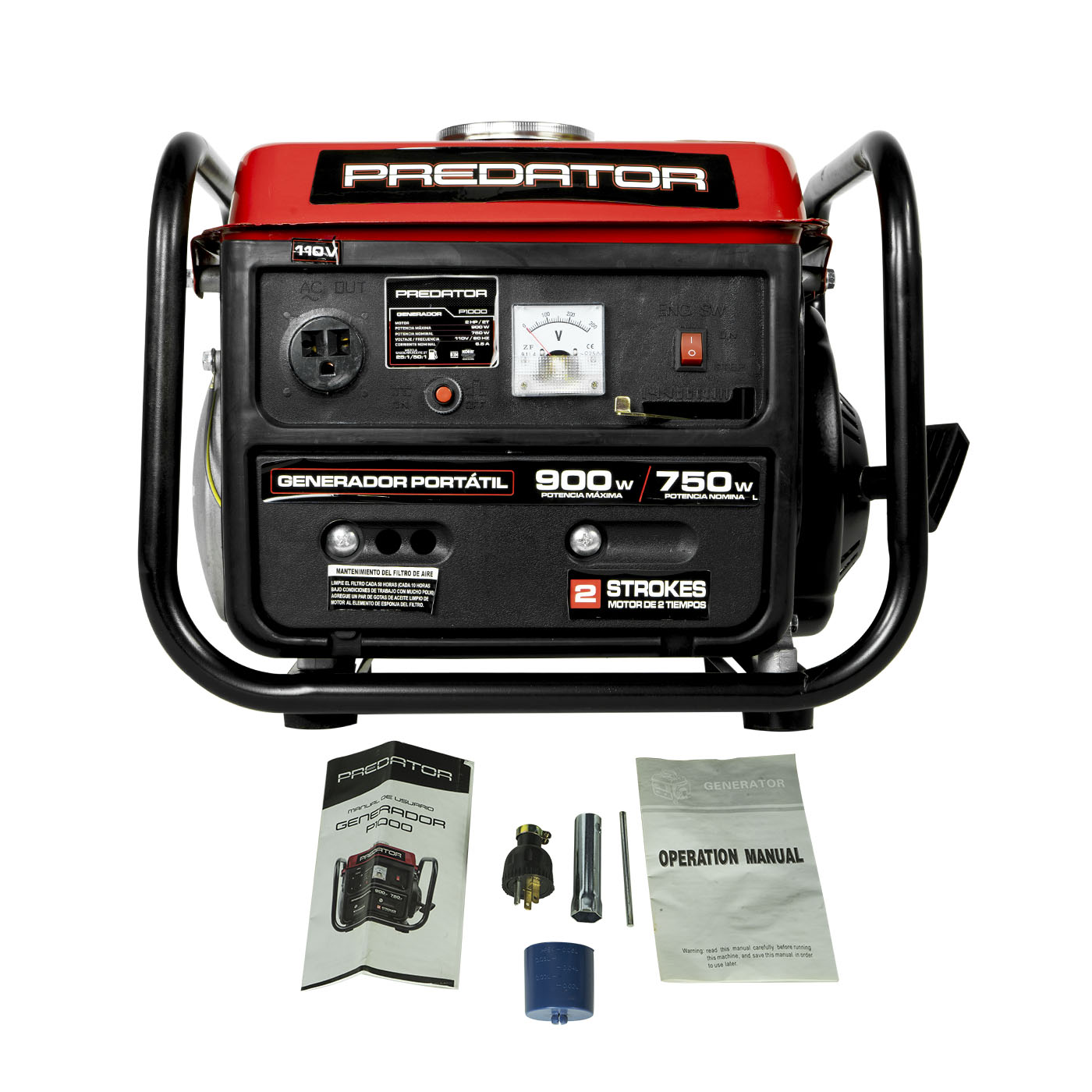 Generador Portátil A Gasolina 2 Tiempos Predator 900w 110v/60hz C/Motor 2 Hp - P1000