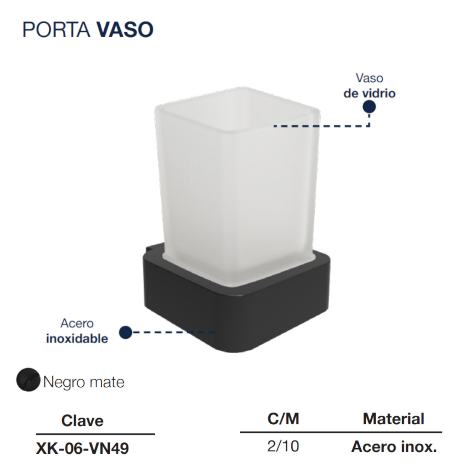 Porta Vaso De Baño Negro Mate Cuadrado Acero Inox Rubinett