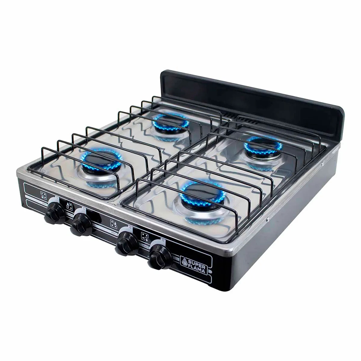 Parrilla de Gas Super Flama 4Q-CA-N 4 Quemadores/ Cubierta de Acero Negro ALBY10