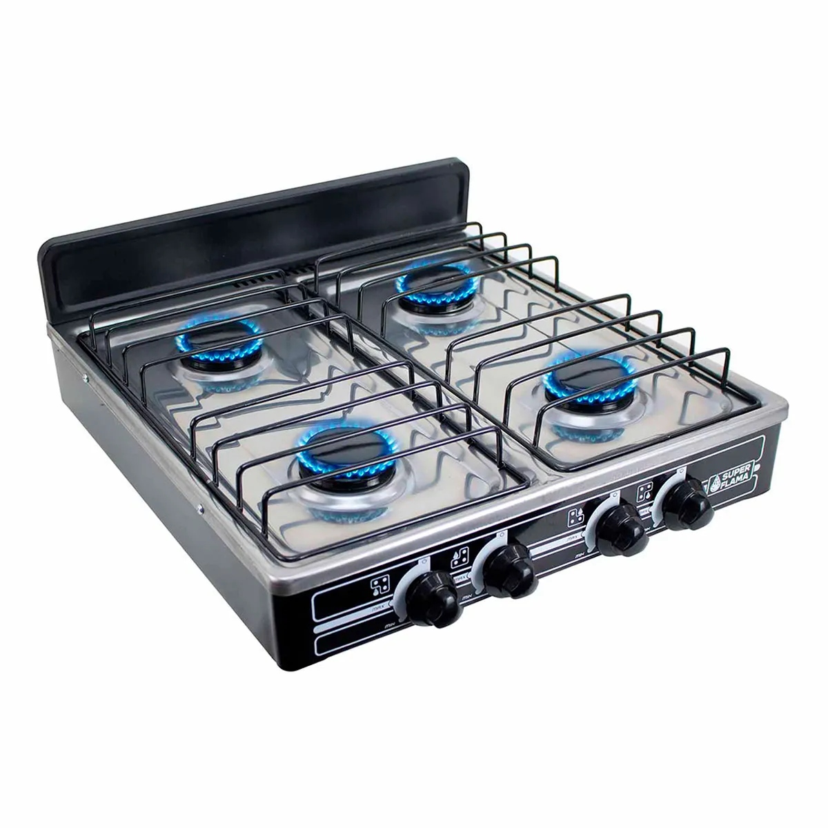 Parrilla de Gas Super Flama 4Q-CA-N 4 Quemadores/ Cubierta de Acero Negro ALBY10