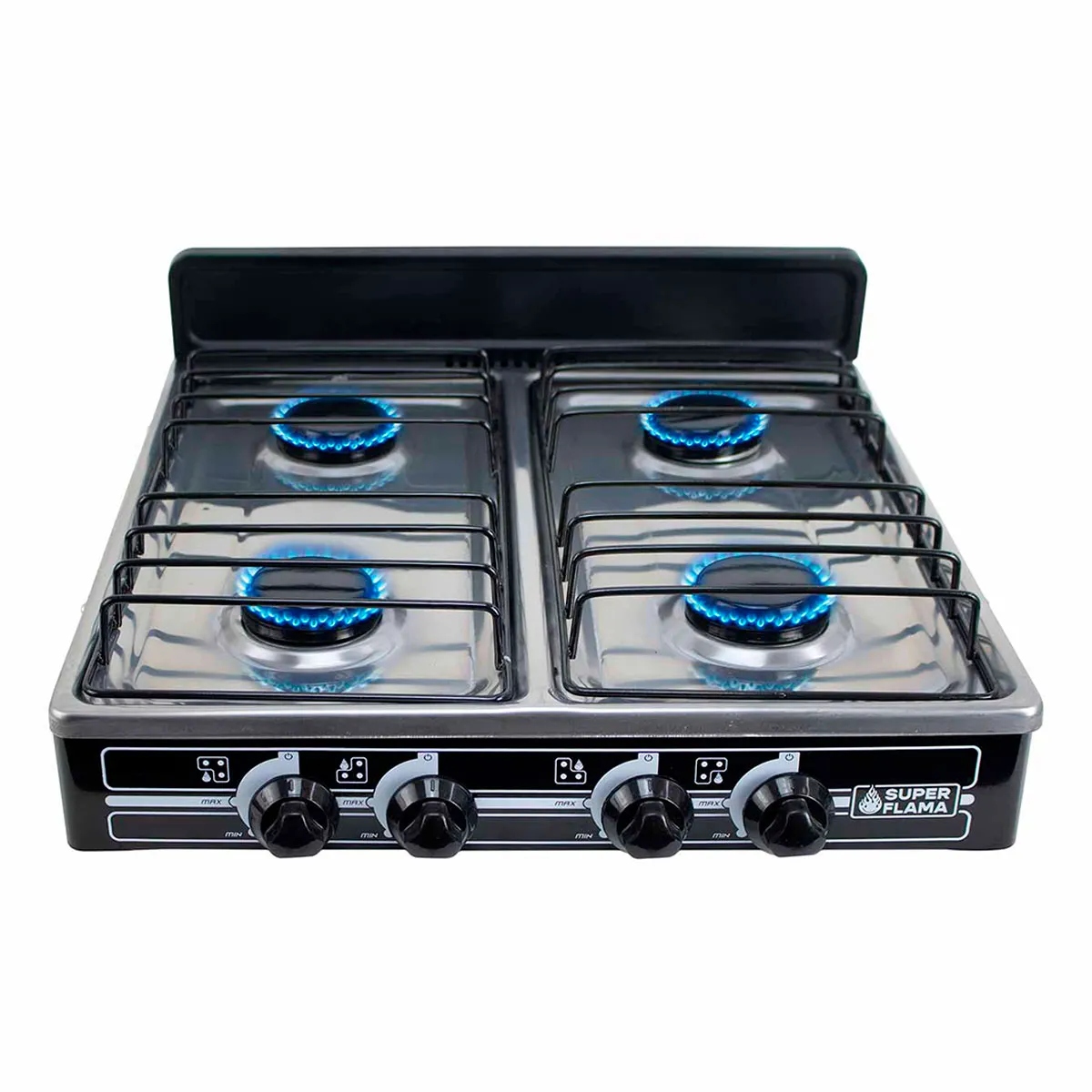 Parrilla de Gas Super Flama 4Q-CA-N 4 Quemadores/ Cubierta de Acero Negro ALBY10