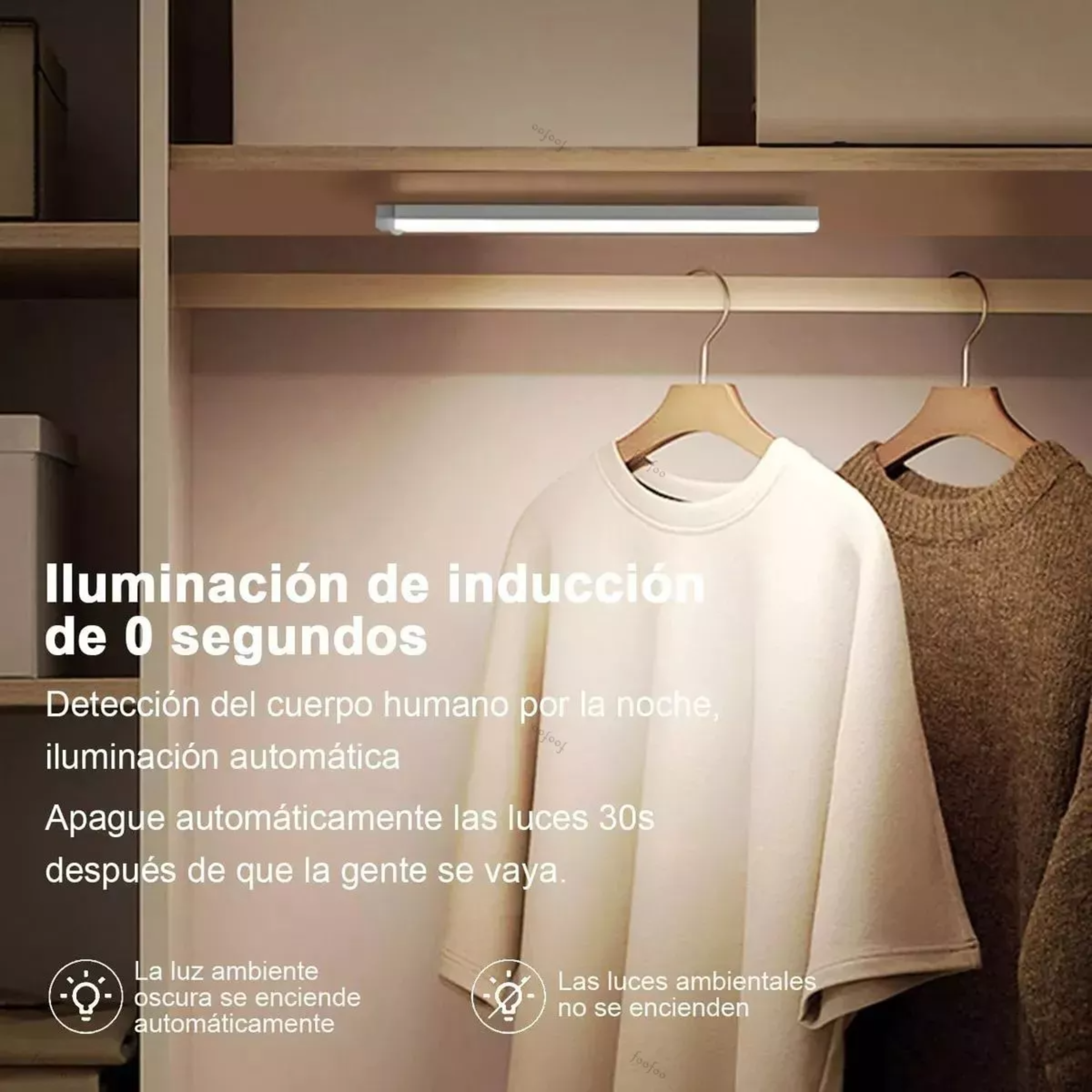 Con Sensor Movimiento Luz De Led Clóset Usb 3 Piezas