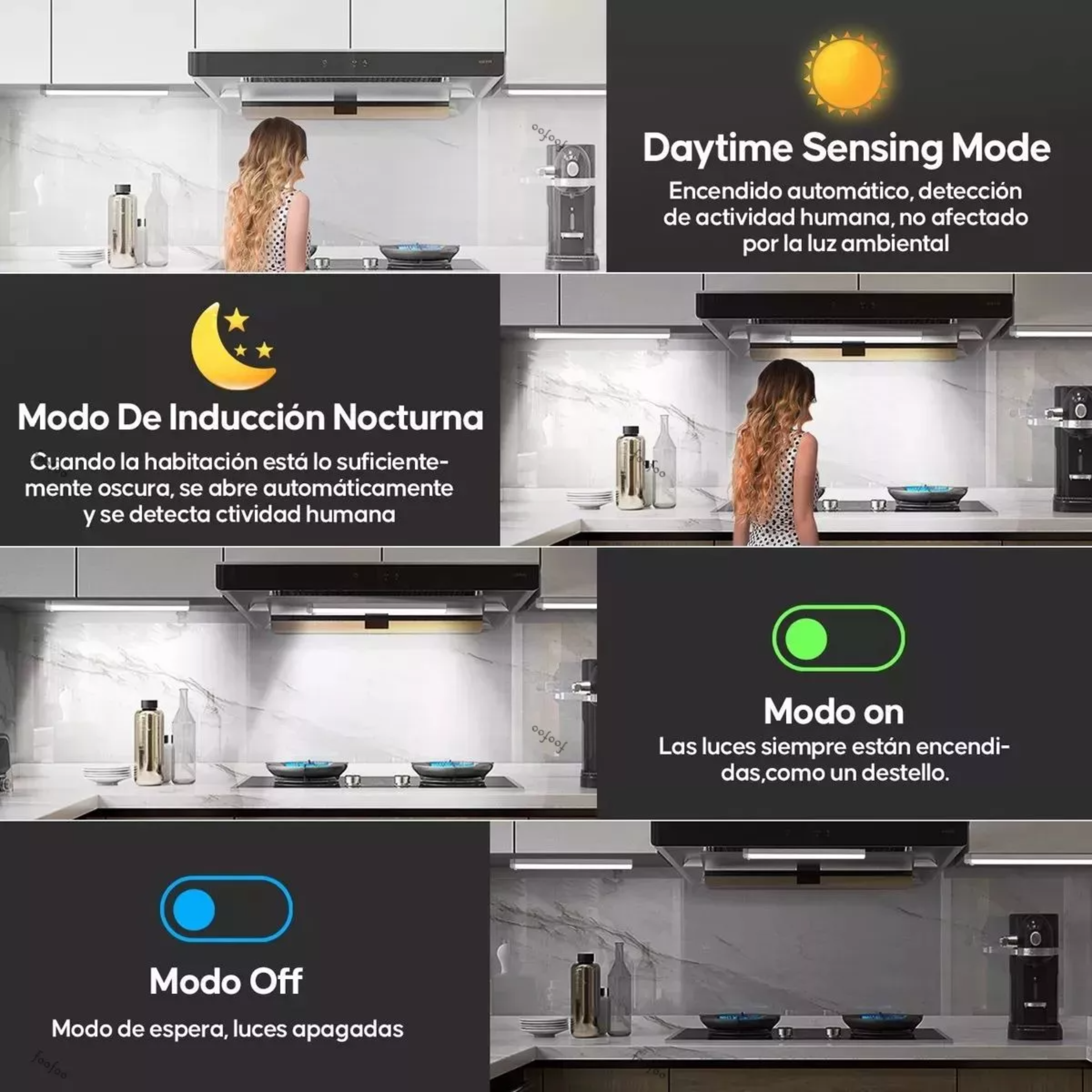 Con Sensor Movimiento Luz De Led Clóset Usb 3 Piezas