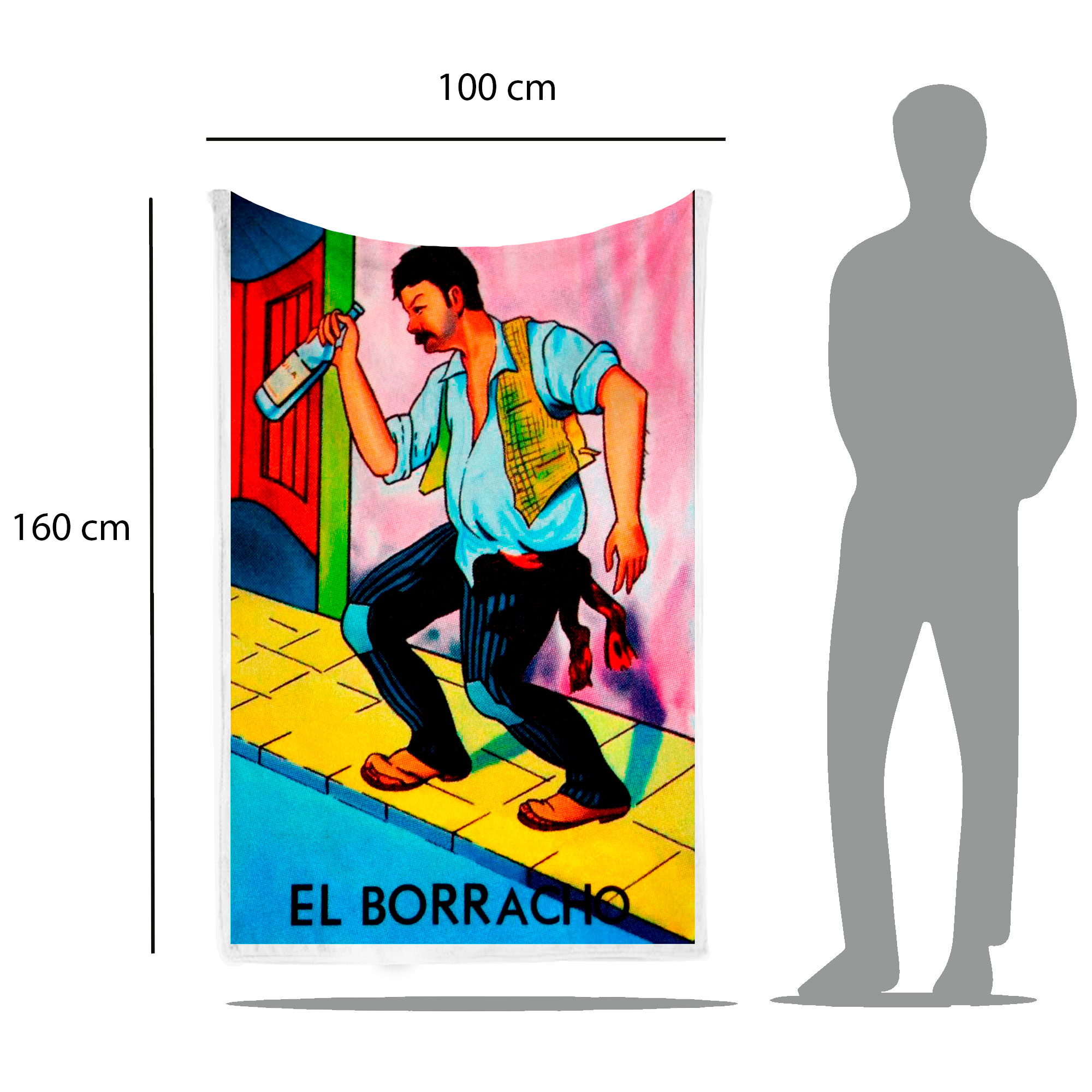 Cobija Manta Frazada Diseño de Carta de Lotería “El borracho” Fiestas Patrias Ultra Suave y Ligera de Alta Calidad