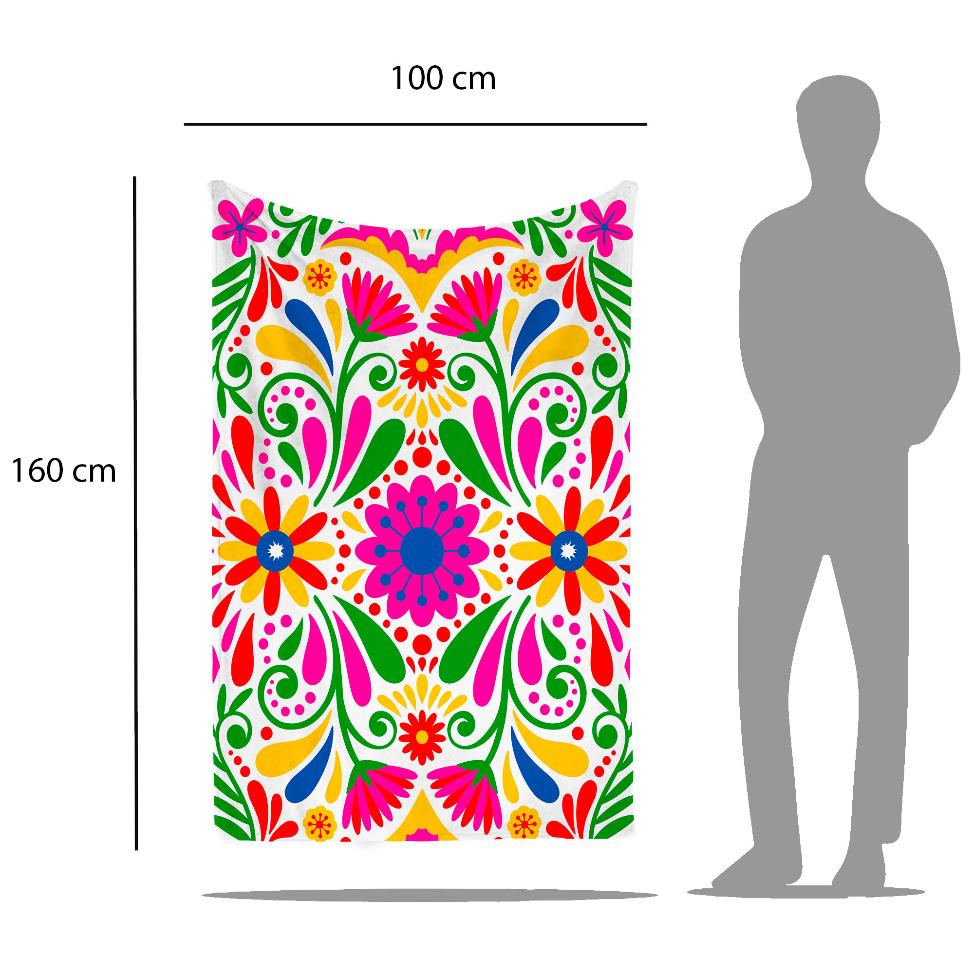 Cobija Manta Frazada Diseño de Flores Méxicanas Fiestas Patrias Ultra Suave y Ligera de Alta Calidad