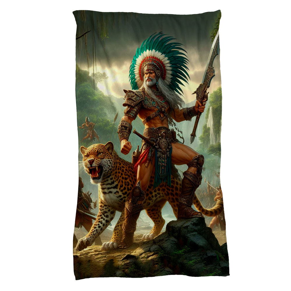 Cobija Manta Frazada Diseño de Guerrero Jaguar Fiestas Patrias Ultra Suave y Ligera de Alta Calidad
