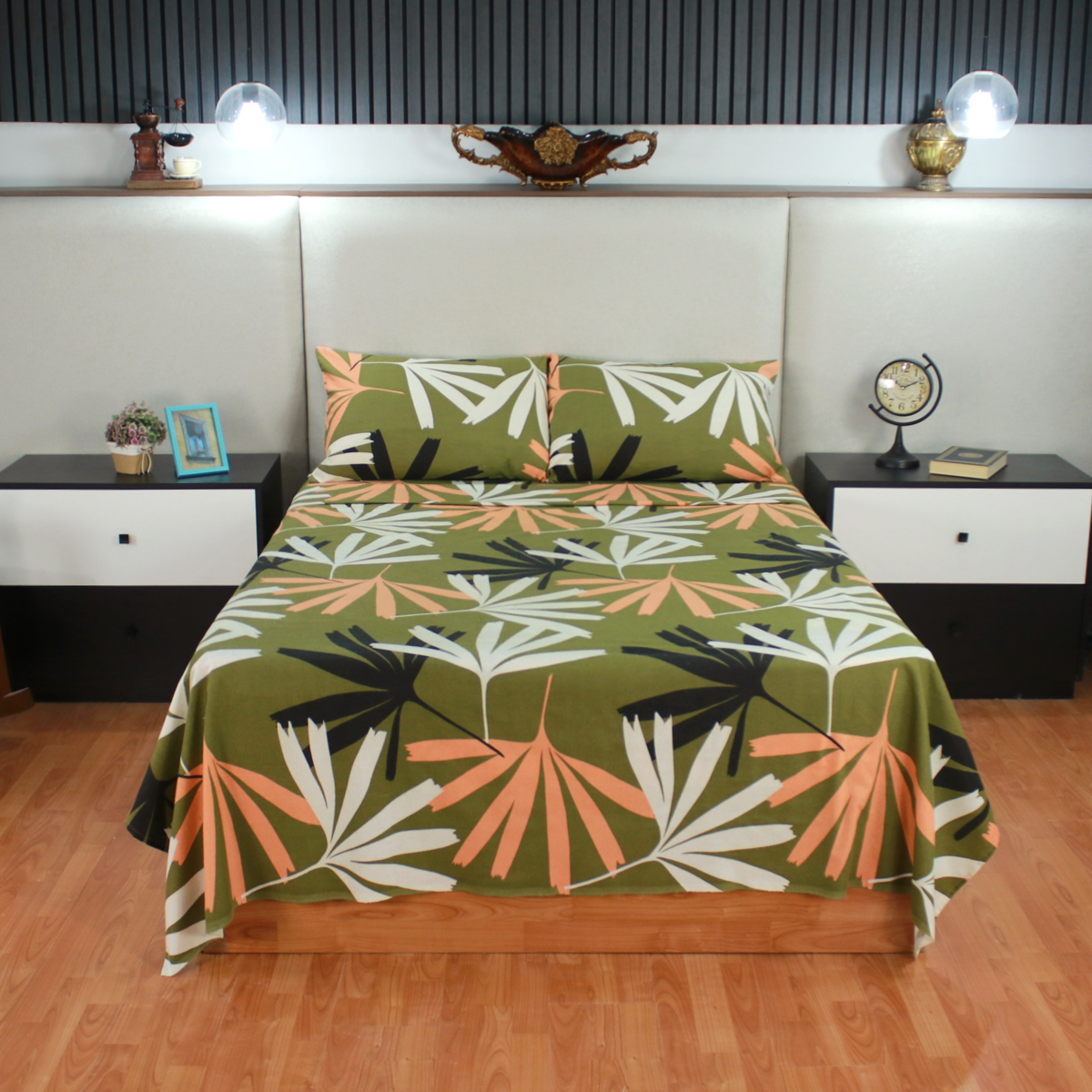 Sábana De Franela King Size Estampado - Pesto 100% - Tacto Suave