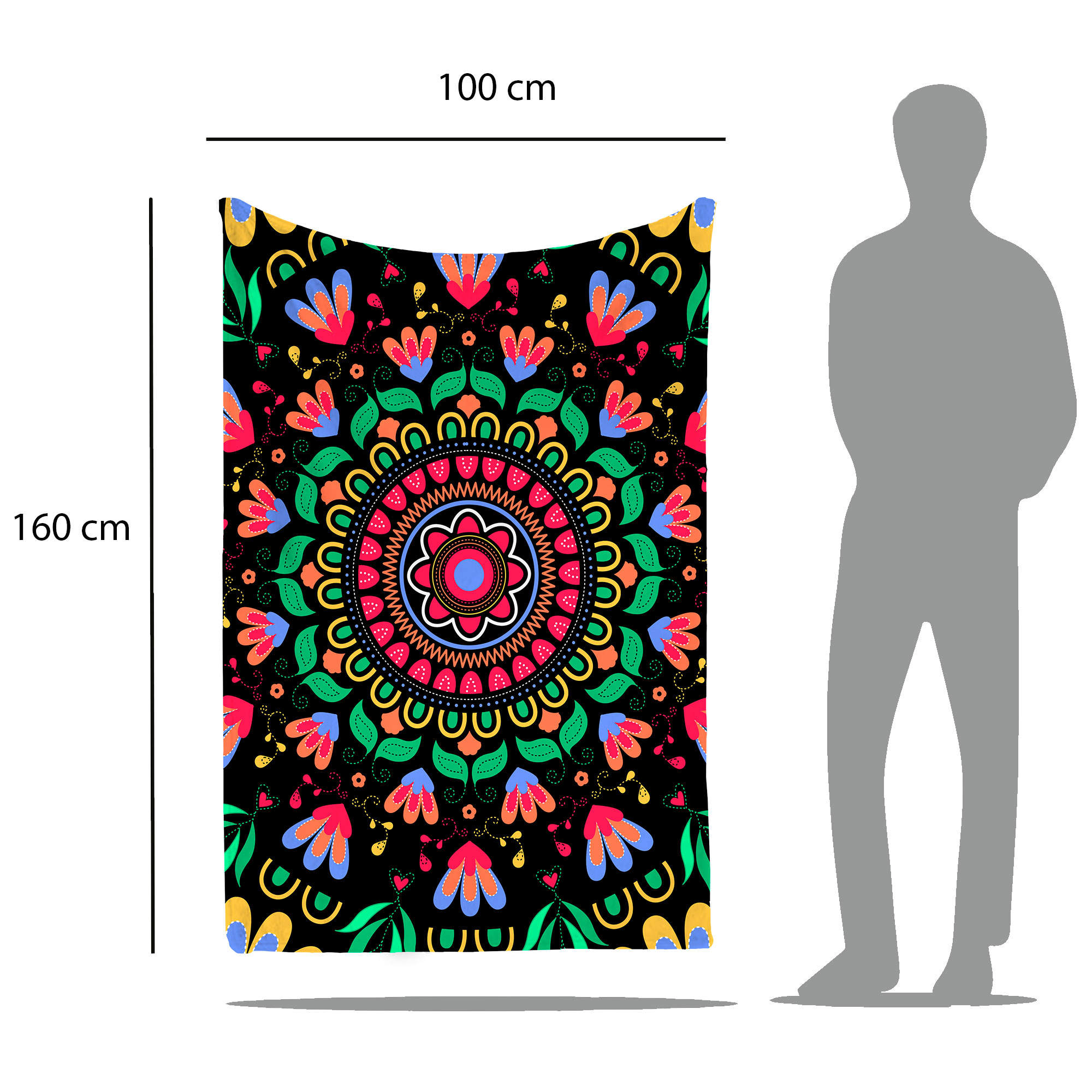 Cobija Manta Frazada Diseño de Mandalas Mexicanas Fiestas Patrias Ultra Suave y Ligera de Alta Calidad