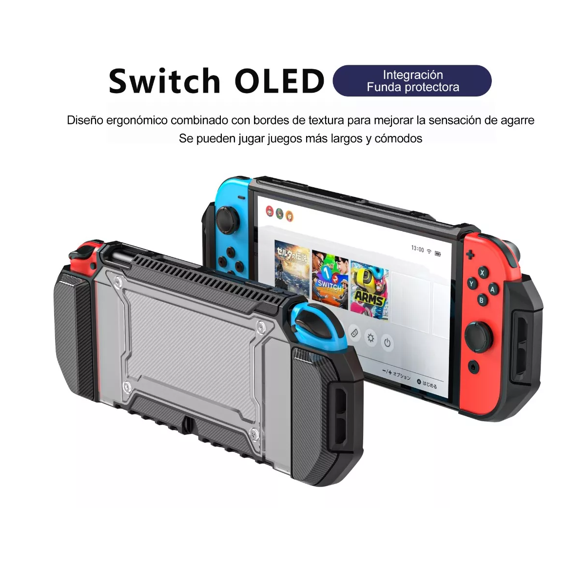Carcasa Protectora Negra Para Nintendo Switch Oled