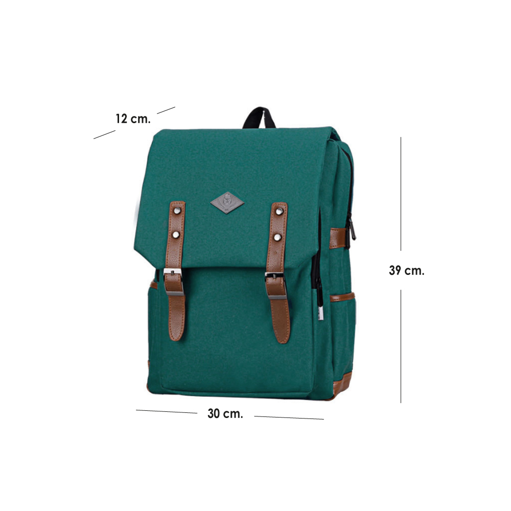 Mochila Escolar Ilios Innova Vintage Color Verde Turqueza