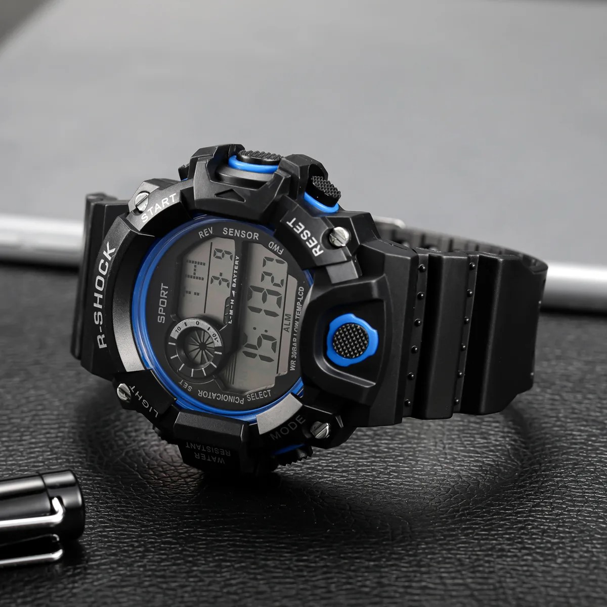 Reloj Digital LED azul negro deportivo multifunción militar luz alarma contra agua pulsera digital