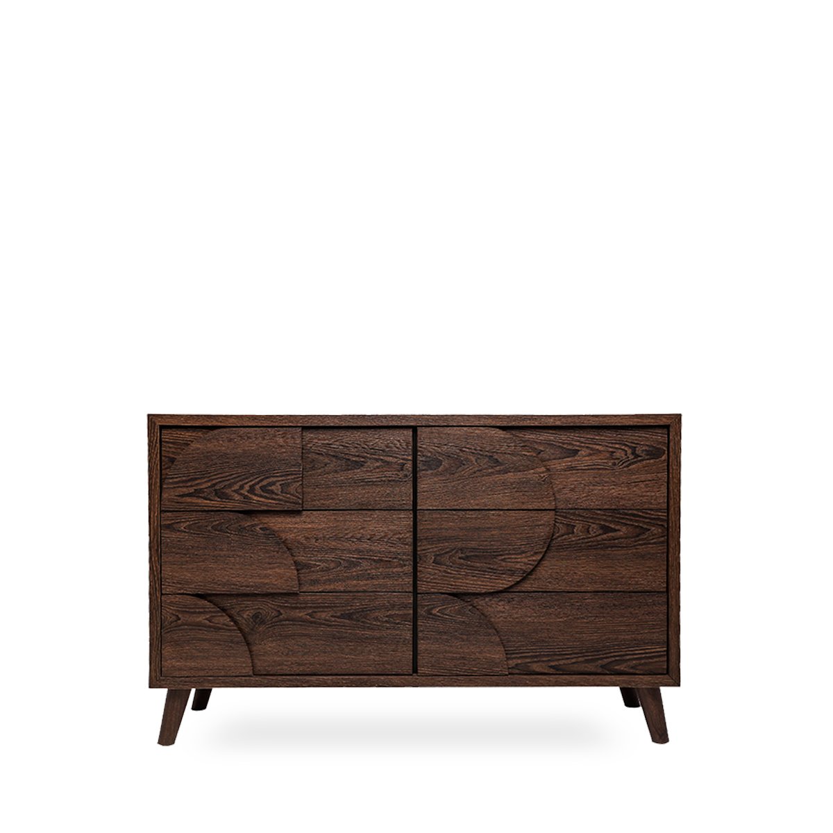 Cajonera de 6 Cajones con Relieve Decorativo de Madera y Estructura de Madera Industrial