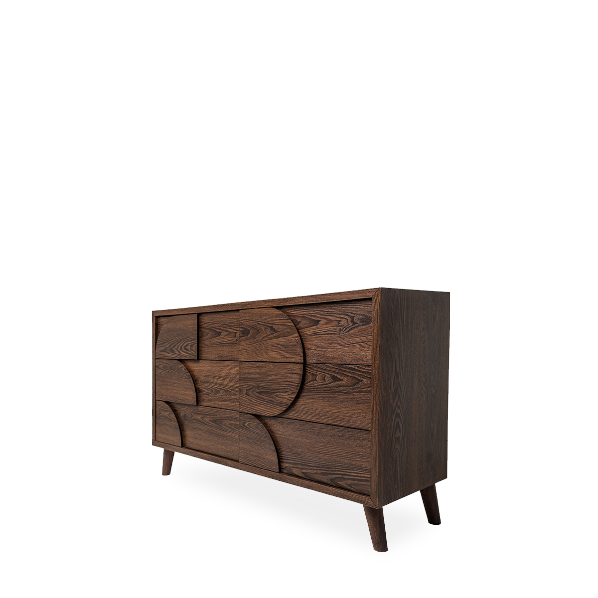 Cajonera de 6 Cajones con Relieve Decorativo de Madera y Estructura de Madera Industrial