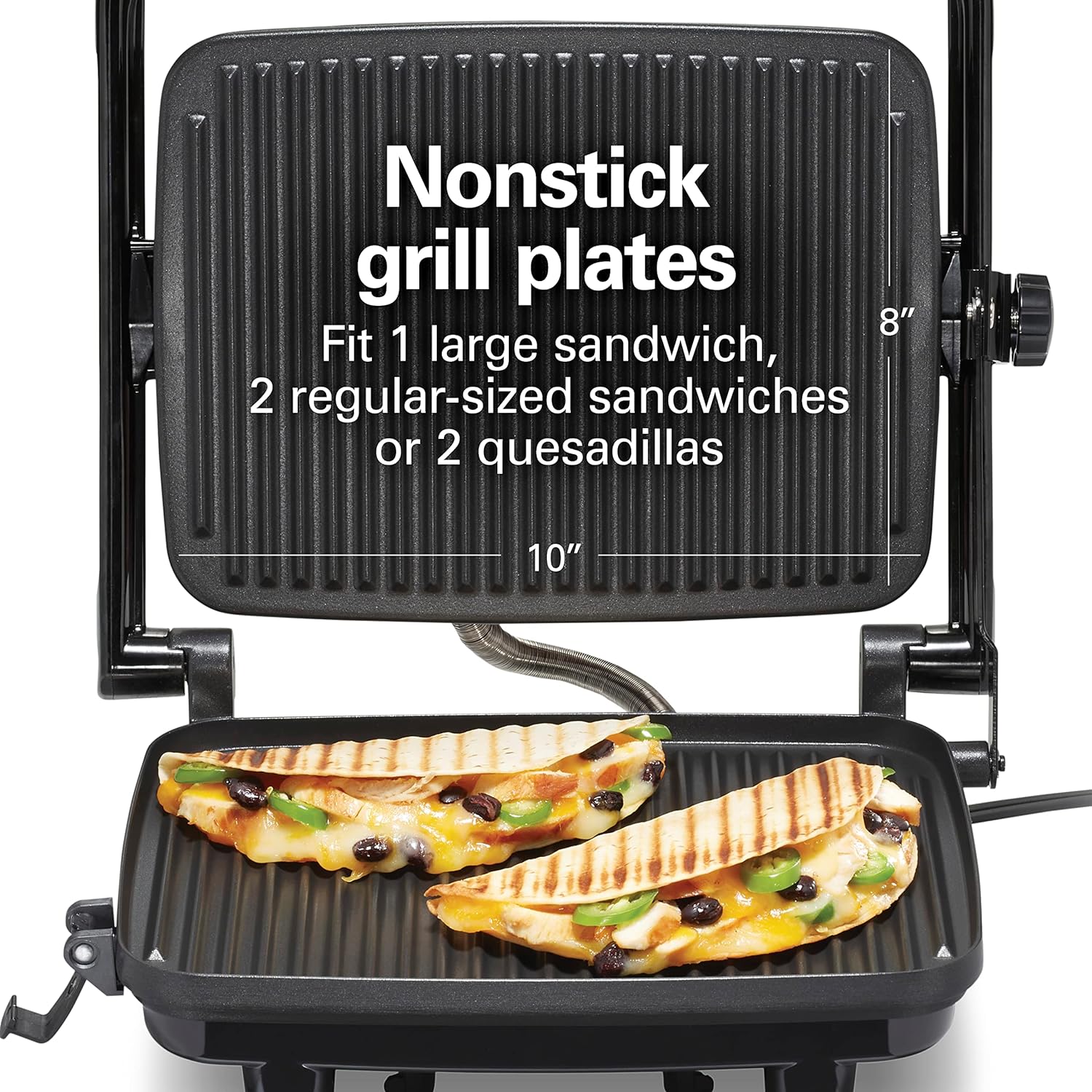 Hamilton Beach Sandwichera y Prensa para Panini con Parrillas Antiadherentes de 25.4 x 20.32 cm, Roja (25462Z)