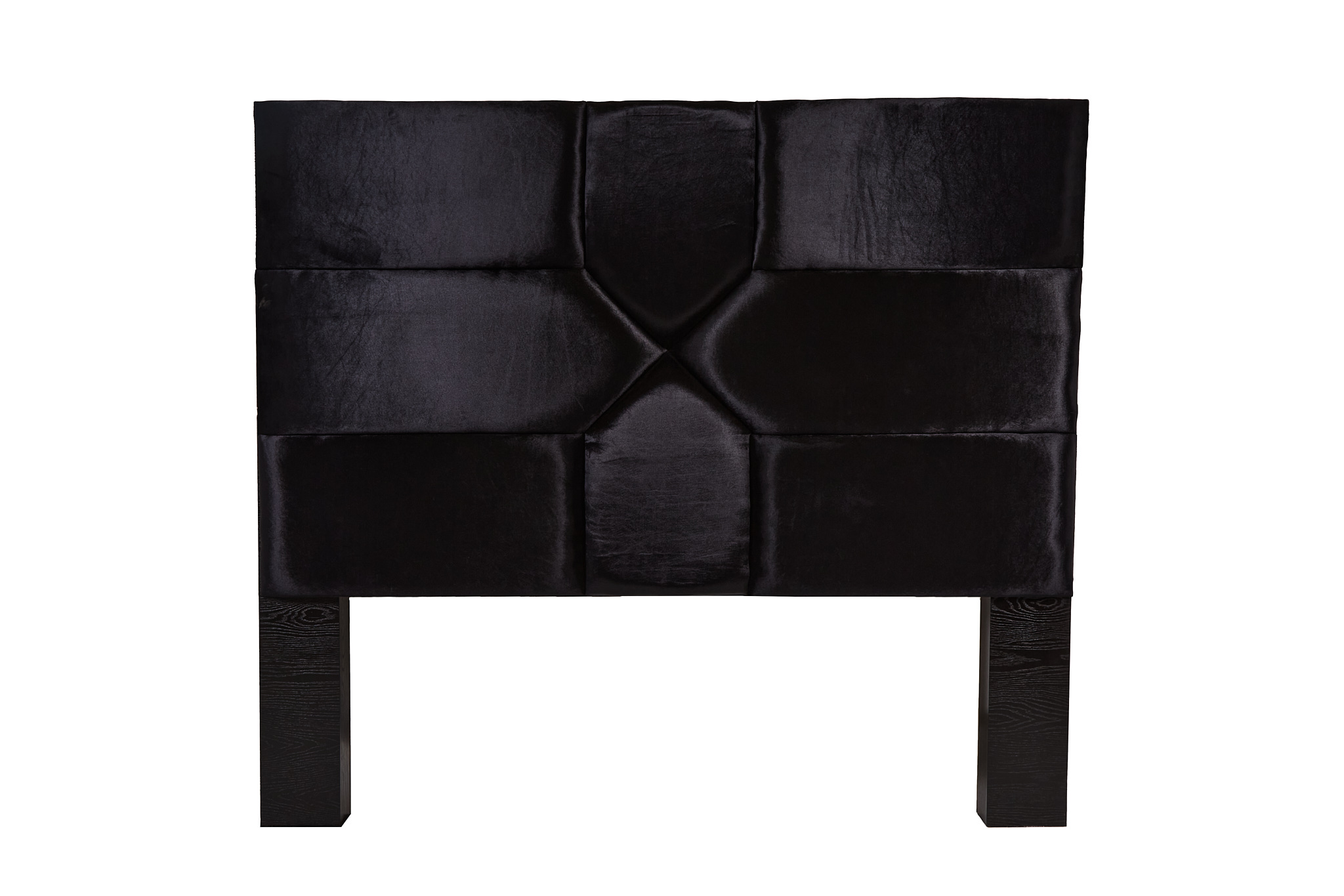 Cabecera de Cama King Size Tapizada en Tela Negra Acolchada con Hule Espuma y Estructura de Madera Industrial