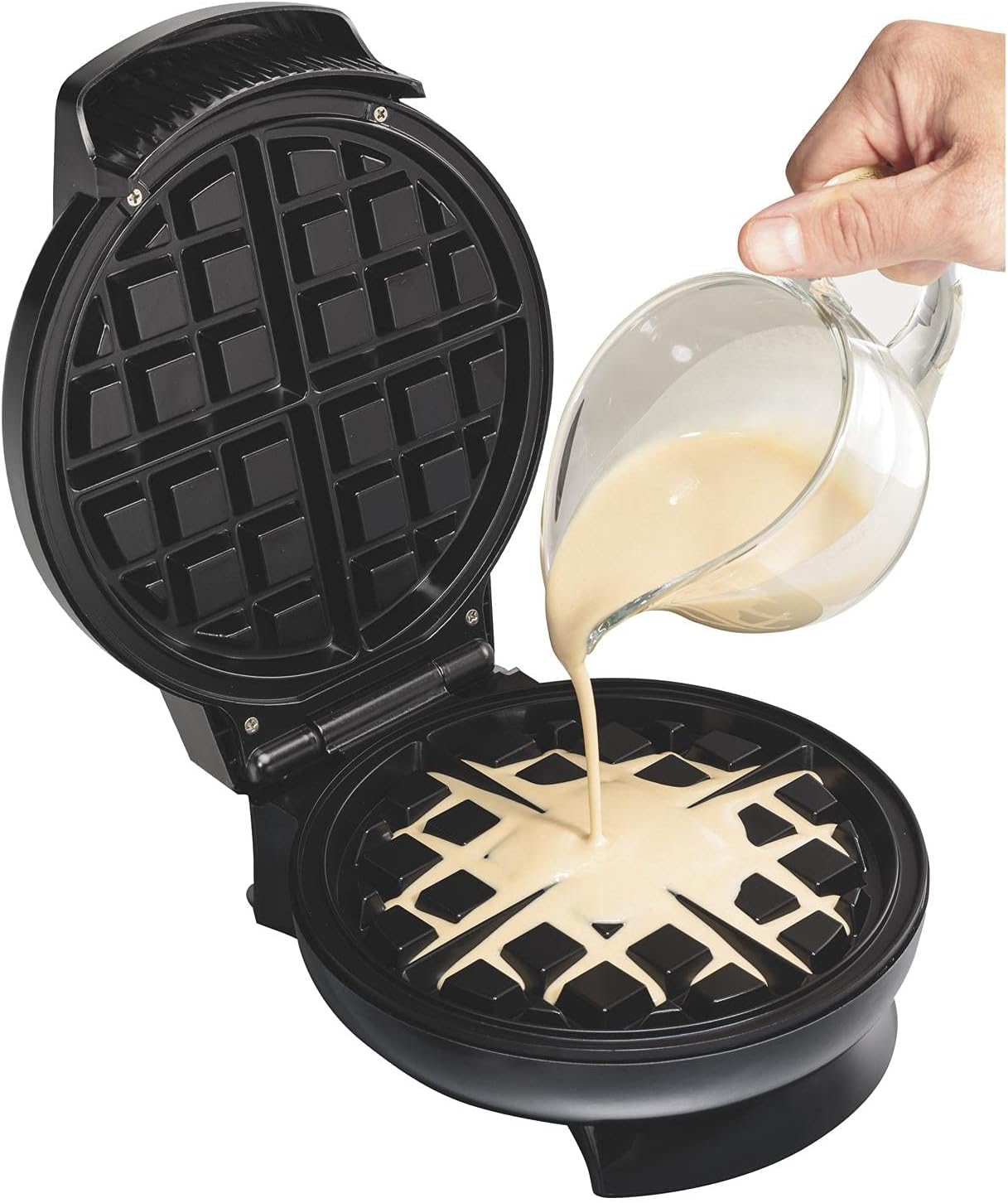 Hamilton Beach Wafflera Eléctrica Belga, Compacta, Color Negro (26071)