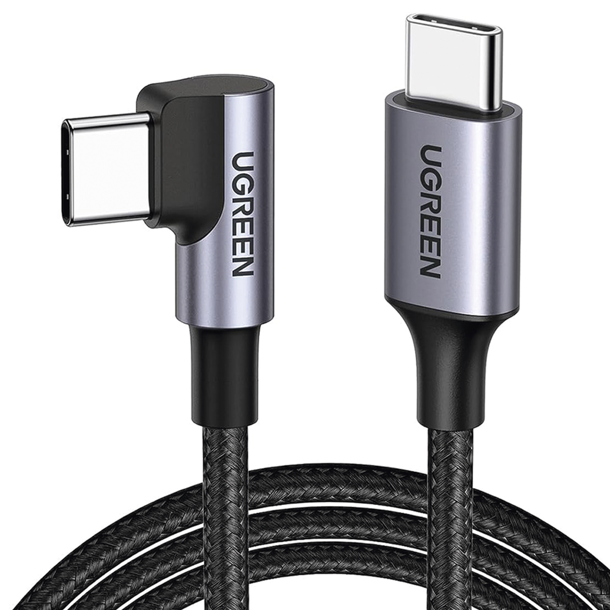 Ugreen Cable Usb C 90 Grados 1m 60w Pd Carga Rápida 20v 3a Color Negro