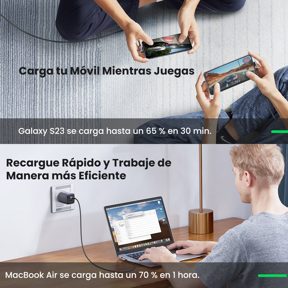 Ugreen Cable Usb C 90 Grados 1m 60w Pd Carga Rápida 20v 3a Color Negro