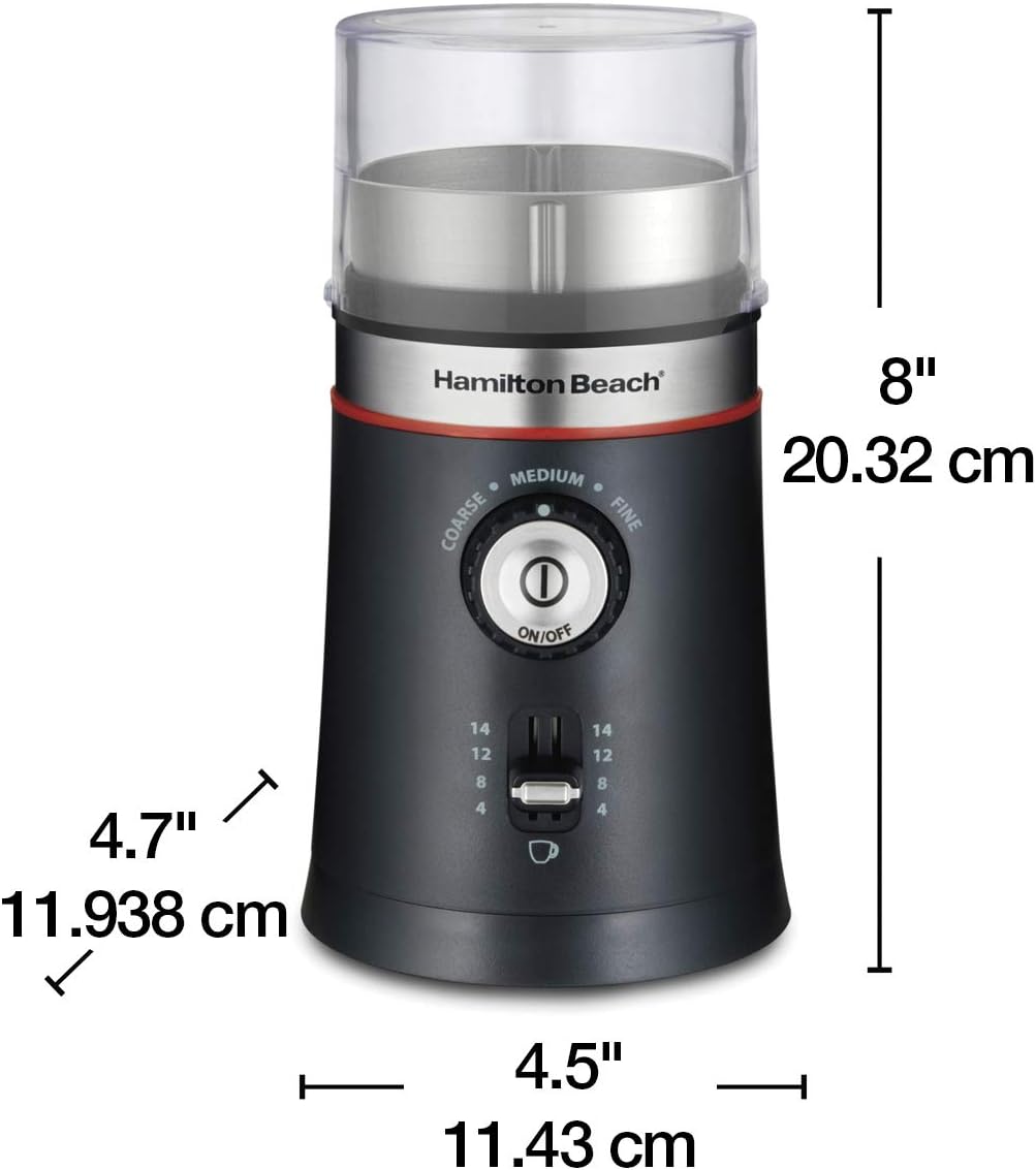 Hamilton Beach Molino de Café Manos Libres con Configuraciones de Molido, Negro (80393)
