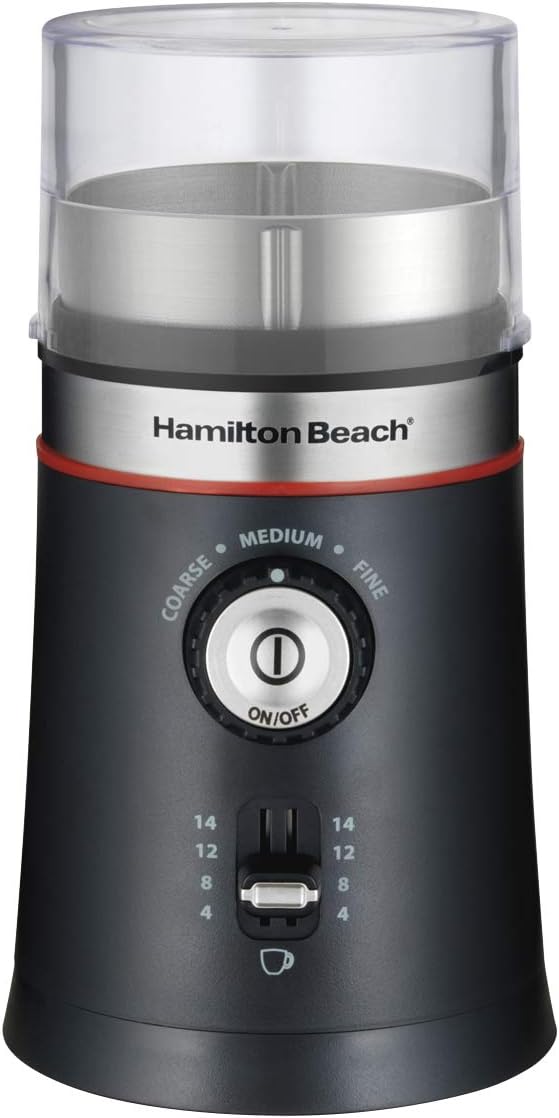 Hamilton Beach Molino de Café Manos Libres con Configuraciones de Molido, Negro (80393)