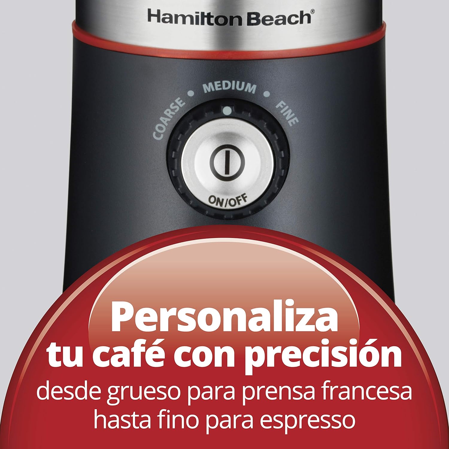 Hamilton Beach Molino de Café Manos Libres con Configuraciones de Molido, Negro (80393)