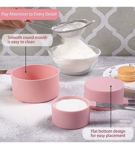 Juego De Cuchara Y Taza Medidora Balanza Electrónica 11 pzs Rosa