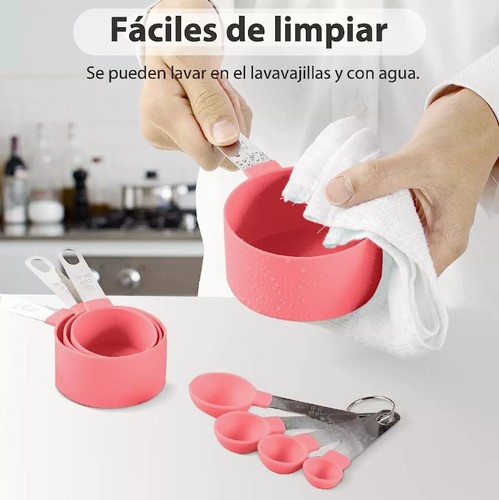 Juego De Cuchara Y Taza Medidora Balanza Electrónica 11 pzs Rosa