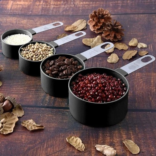 Tazas Medidoras Y Cucharas De Reposteria 8 pzs Color Negro