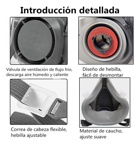 Máscara De Gas Respirable+10 Filtros De Algodón 6200 