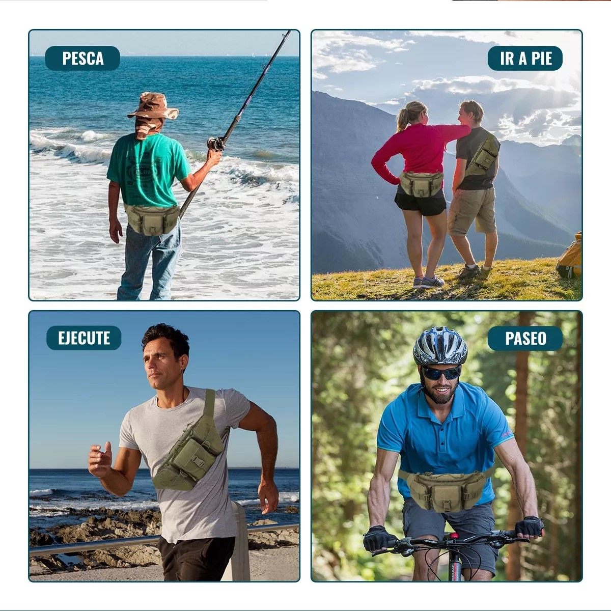 Cangurera bolso mochila táctica verde moto pecho táctico resistente desgaste ciclismo riñonera