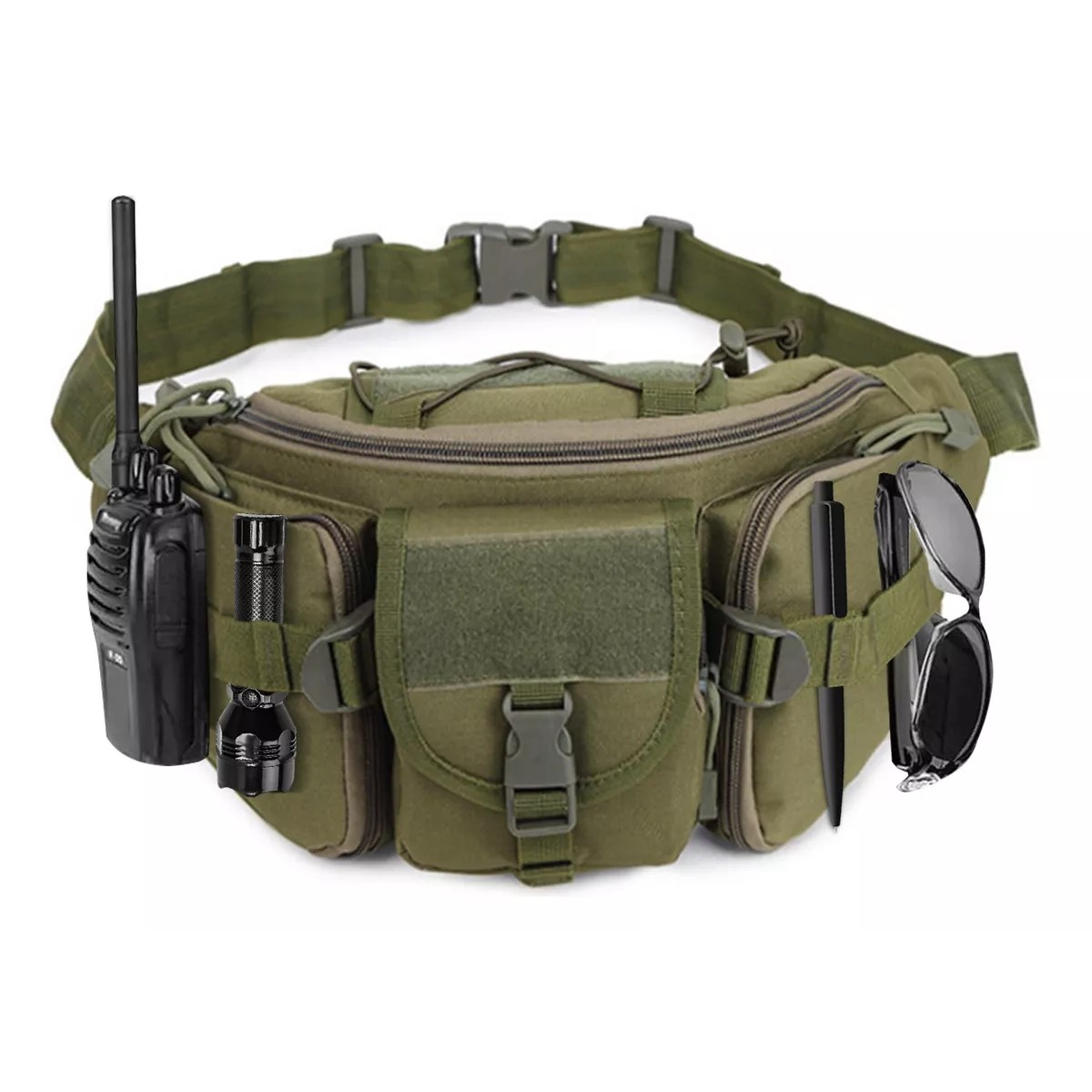 Cangurera bolso mochila táctica verde moto pecho táctico resistente desgaste ciclismo riñonera