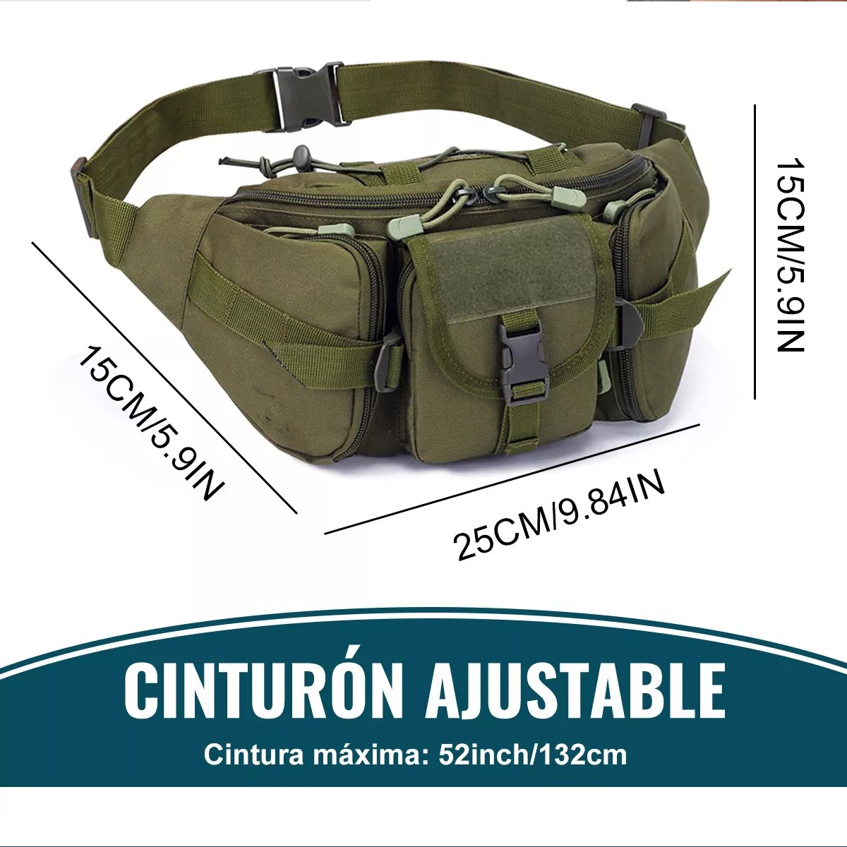 Cangurera bolso mochila táctica verde moto pecho táctico resistente desgaste ciclismo riñonera