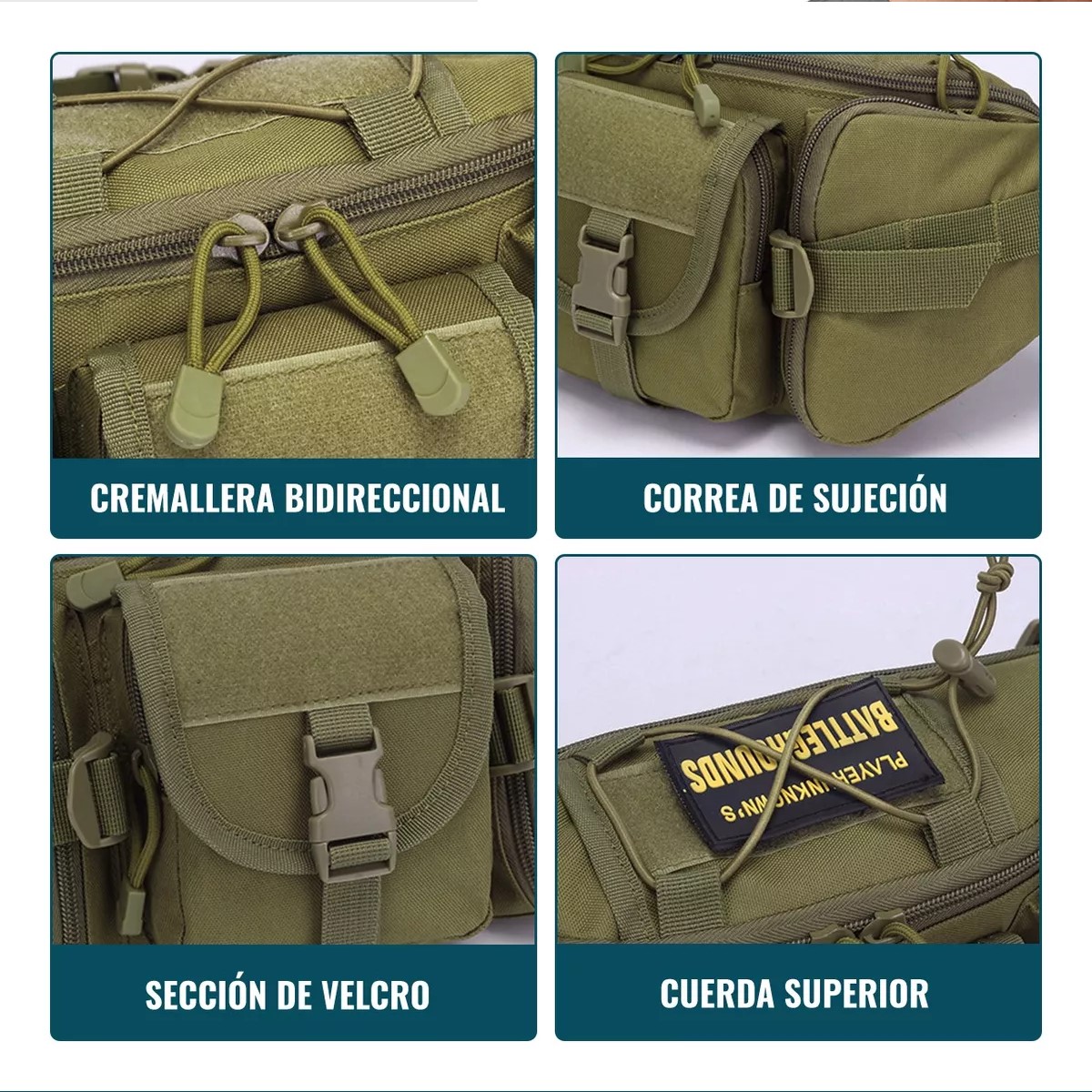 Cangurera bolso mochila táctica verde moto pecho táctico resistente desgaste ciclismo riñonera