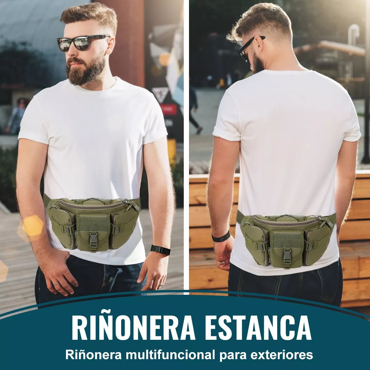 Cangurera bolso mochila táctica verde moto pecho táctico resistente desgaste ciclismo riñonera