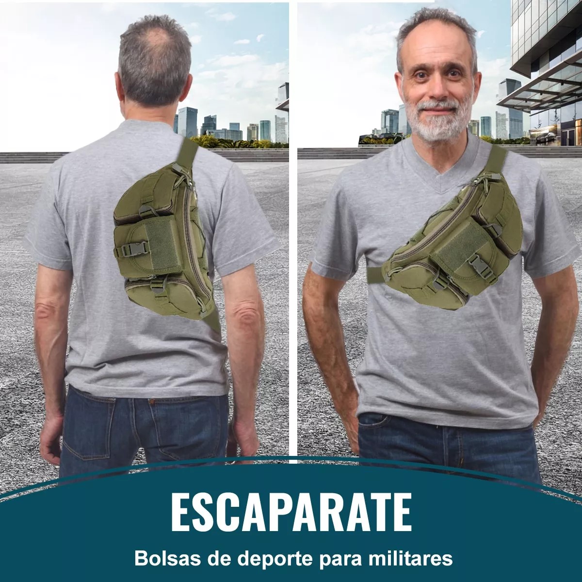Cangurera bolso mochila táctica verde moto pecho táctico resistente desgaste ciclismo riñonera