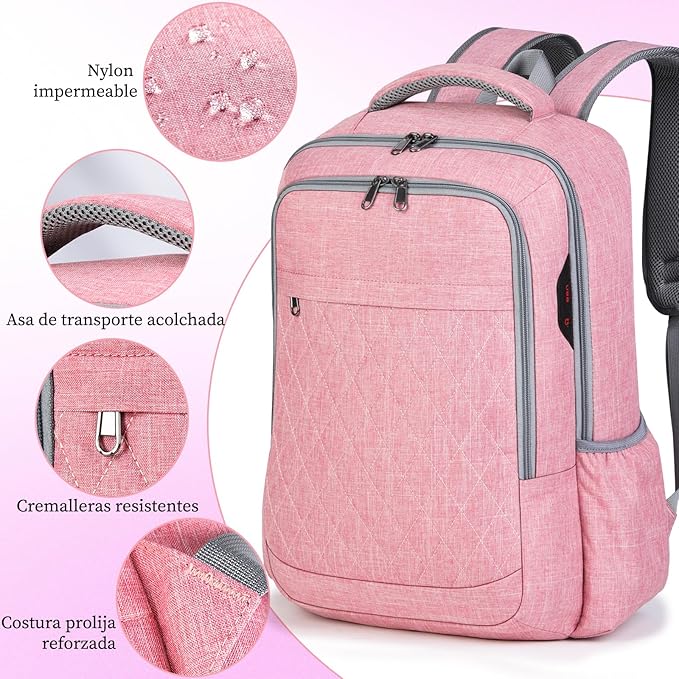 A NUBILY Mochila para Laptop de 15.6 Pulgadas Mochilas para Mujer y Hombre Mochila de Viaje Backpack Impermeable