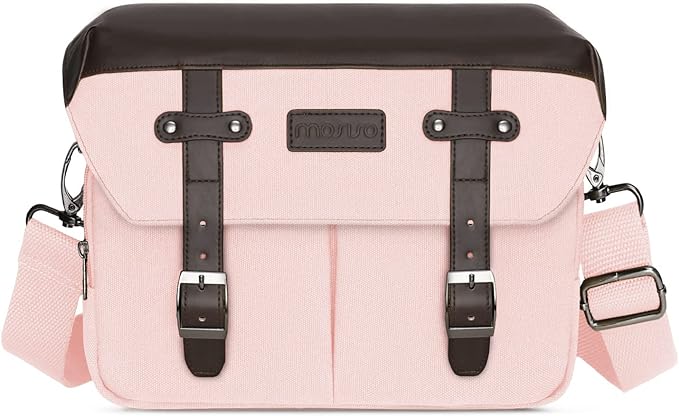 A MOSISO Estuche de Cámara Bolsa Mensajero de Hombro,DSLR/SLR/Mirrorless Fotografía Vintage PU Cuero