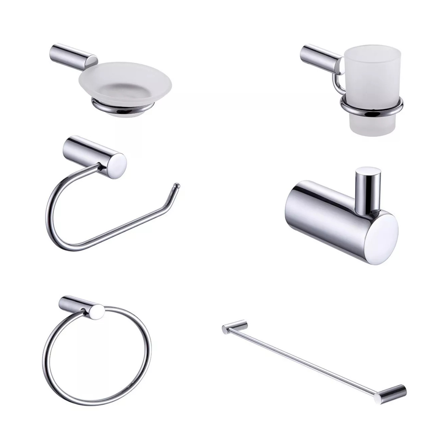 Juego De 6 Accesorios Para Baño Alfa Acero Inoxidable Cromado De Lujo Sunlight