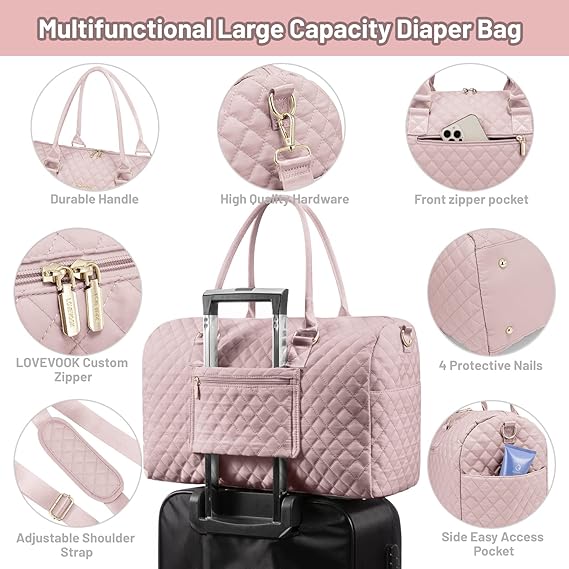 A LOVEVOOK Bolsa de pañales con estuche para chupete y cambiador