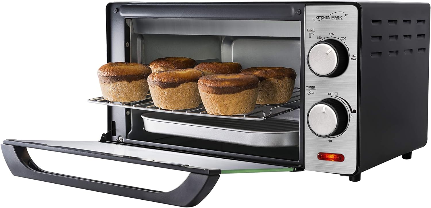 Koblenz Horno Tostador Eléctrico de 4 Rebanadas, 10 L, 1000 W, Timer de 15 Minutos, Acero Inoxidable (HKM-1000)
