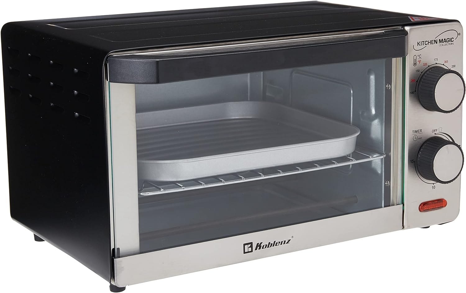 Koblenz Horno Tostador Eléctrico de 4 Rebanadas, 10 L, 1000 W, Timer de 15 Minutos, Acero Inoxidable (HKM-1000)