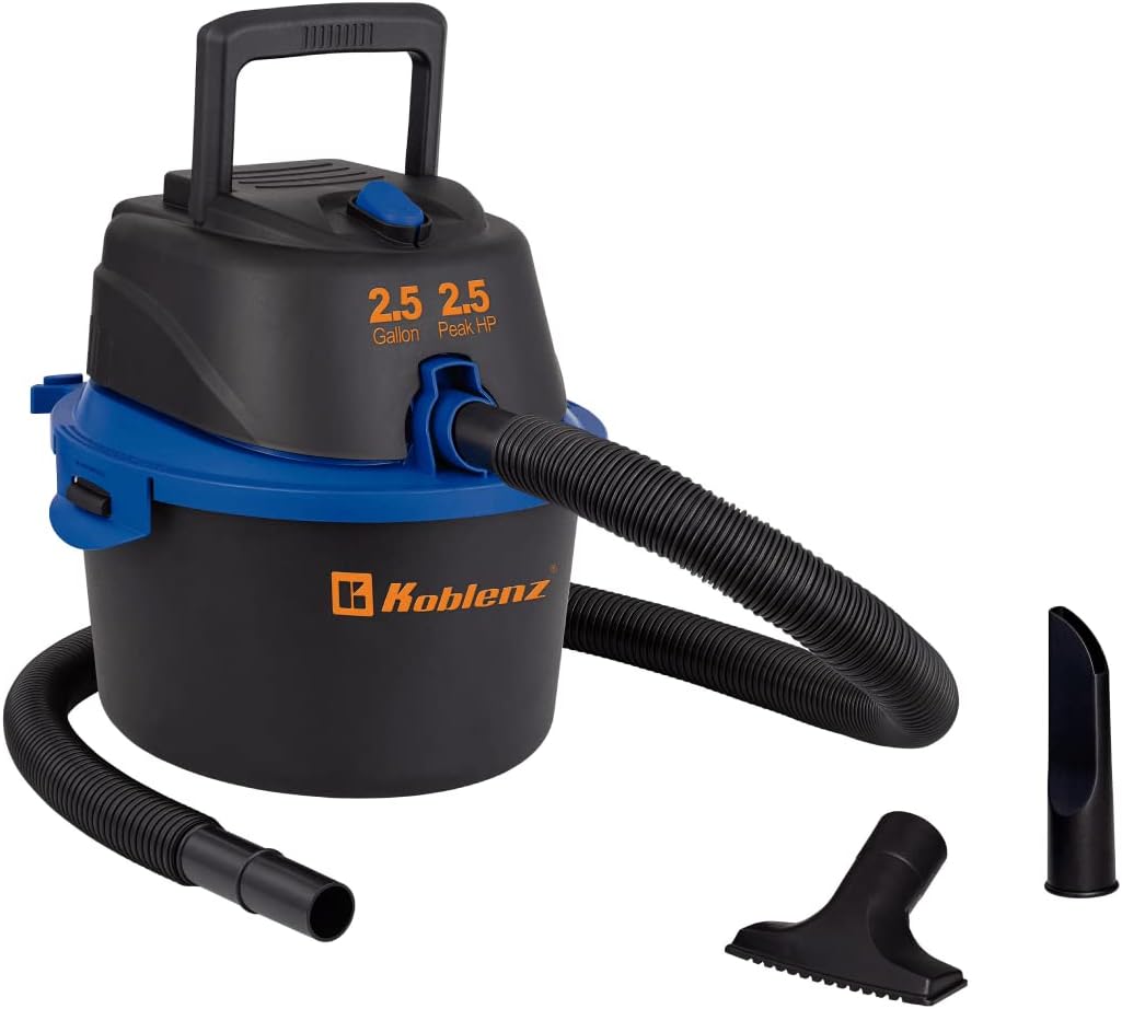 Koblenz WD-2.5 MA Aspiradora Seco/Mojado 3 en 1, 2.5 Galones, Motor de 2.5 HP, Sistema de Expulsión de Aire, Portátil para Auto, Casa y Taller