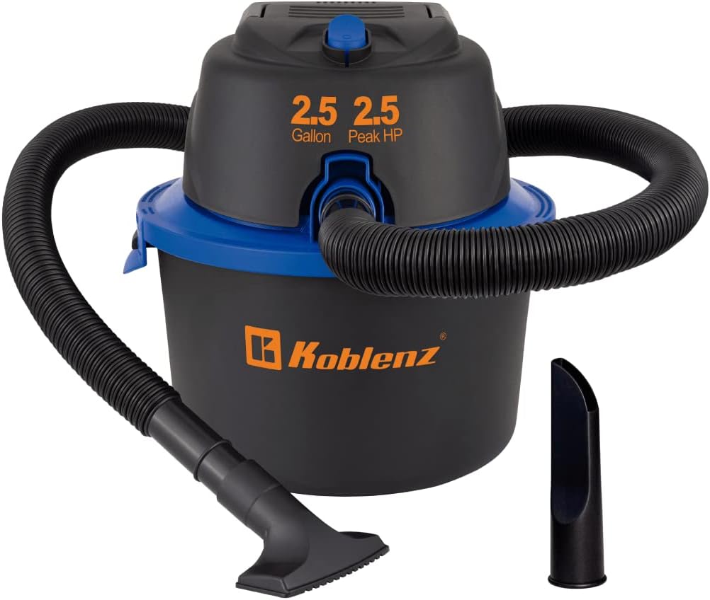 Koblenz WD-2.5 MA Aspiradora Seco/Mojado 3 en 1, 2.5 Galones, Motor de 2.5 HP, Sistema de Expulsión de Aire, Portátil para Auto, Casa y Taller