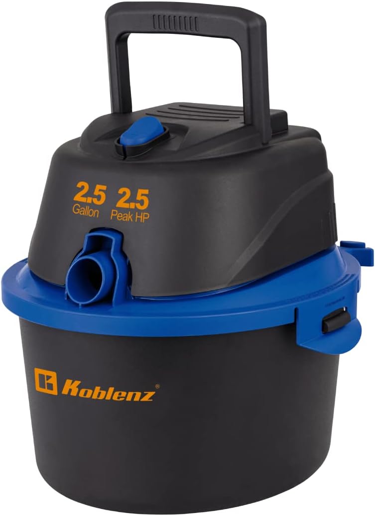 Koblenz WD-2.5 MA Aspiradora Seco/Mojado 3 en 1, 2.5 Galones, Motor de 2.5 HP, Sistema de Expulsión de Aire, Portátil para Auto, Casa y Taller