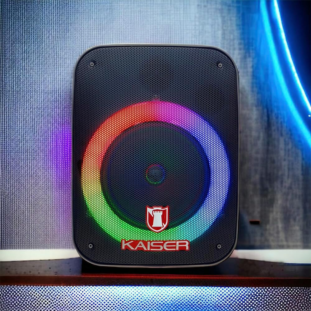 Kaiser KSW-5006 Bocina Bluetooth Recargable 4” 20 W RMS con Luz RGB, KSR-Link, Auxiliar, USB, y Micro SD