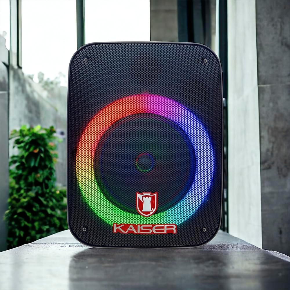 Kaiser KSW-5006 Bocina Bluetooth Recargable 4” 20 W RMS con Luz RGB, KSR-Link, Auxiliar, USB, y Micro SD